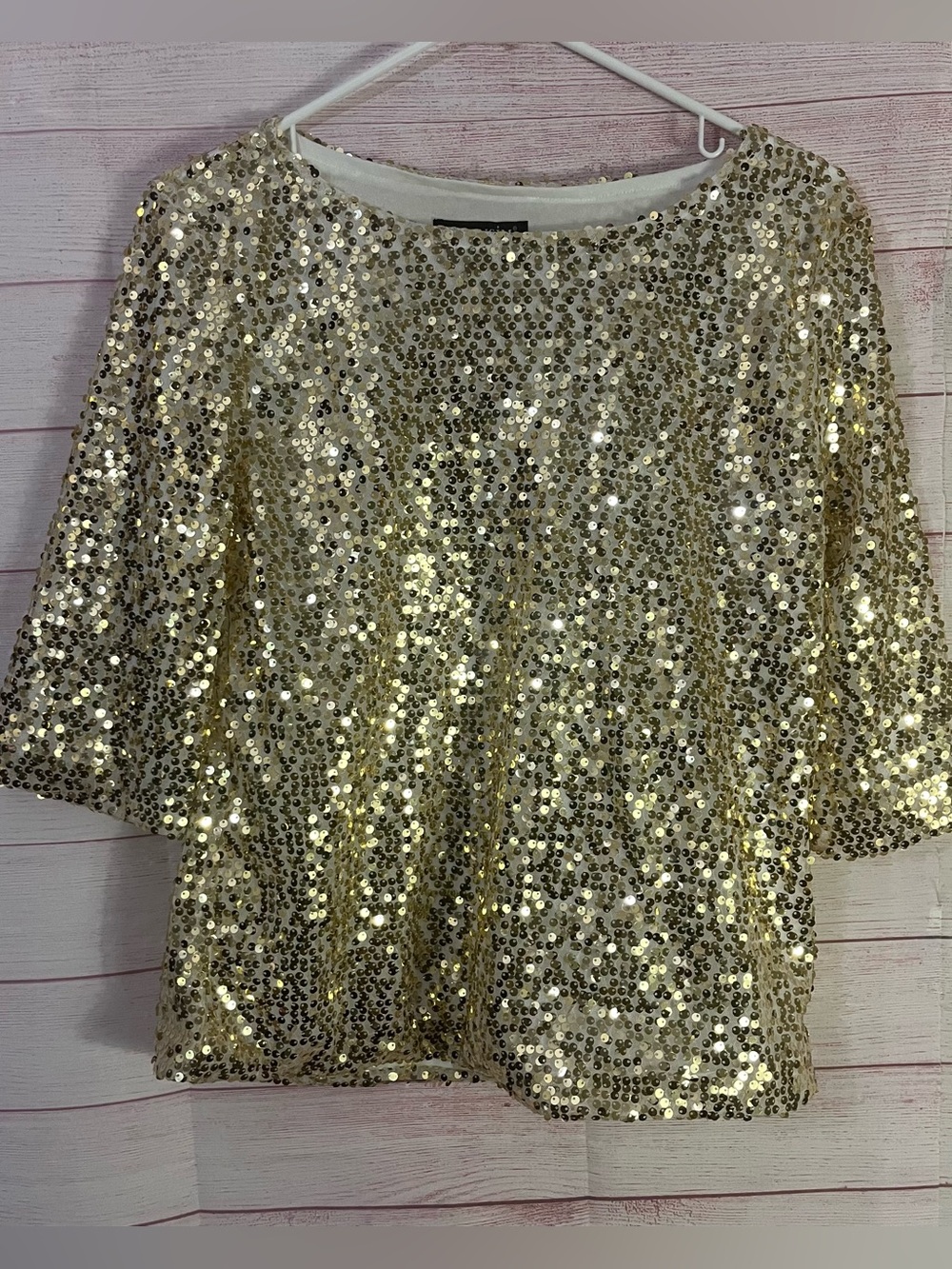 Omonsim Gold Sequin PullOver Cocktail Party  Top Size Small